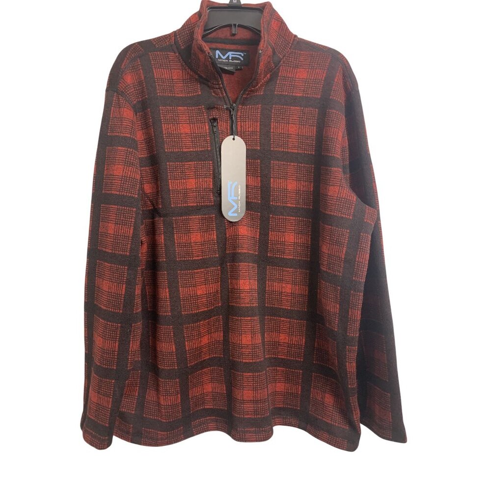 NWT Mack Russo L Plaid Pullover Knit Quarter Zip Sweater‎ Preppy Casual
